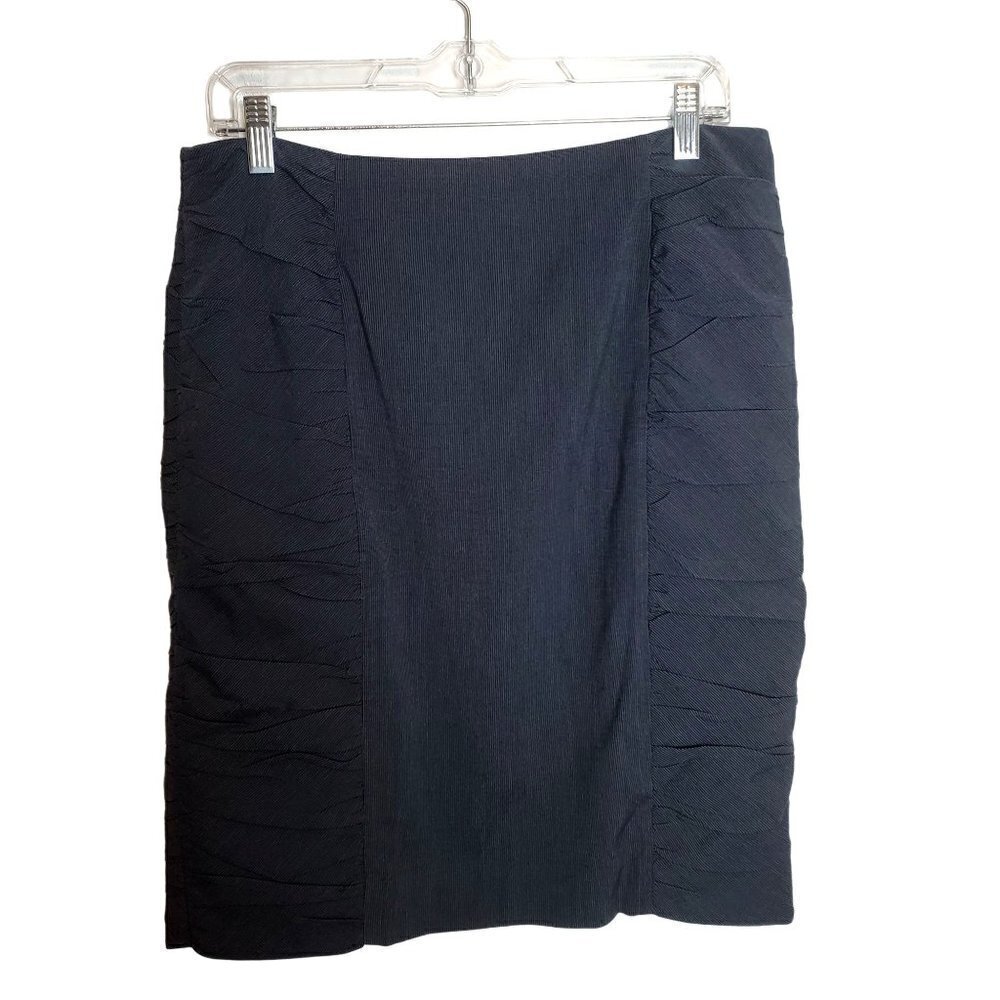 Cartonnier 8 Ruched Charcoal Gray Pencil Skirt Lined Back Zip Back Slit‎